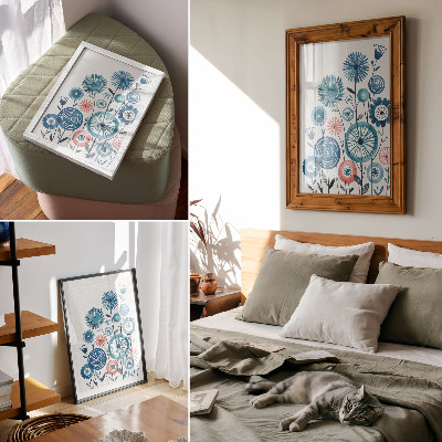 Poster Fiori blu moderni su sfondo bianco