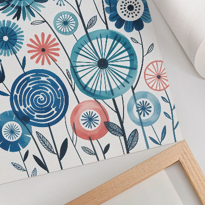Poster Fiori blu moderni su sfondo bianco
