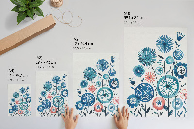 Poster Fiori blu moderni su sfondo bianco