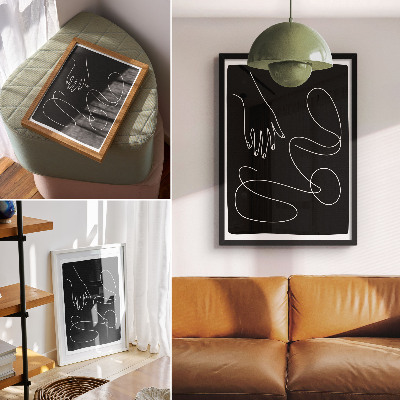 Poster Linee curve in bianco e nero, minimalismo, mano