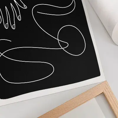 Poster linee curve in bianco e nero minimaliste a mano