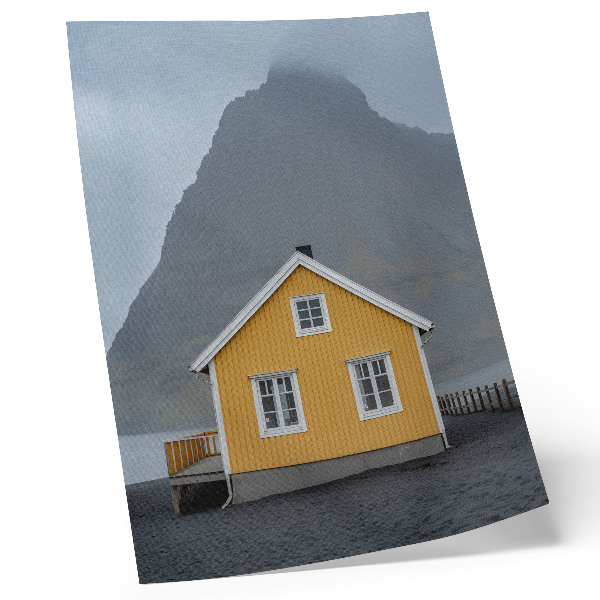 Stampa su tela Casa gialla montagna minimalismo semplicità pace