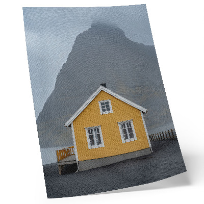 Stampa su tela Casa gialla montagna minimalismo semplicità pace