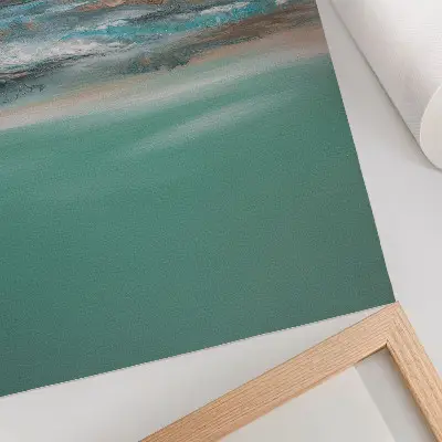 Foto su tela armonia astratta nei toni del blu verde e crema