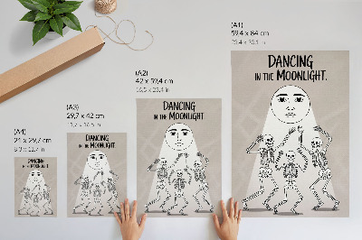 Poster Scheletri in bianco e nero su uno sfondo lunare beige