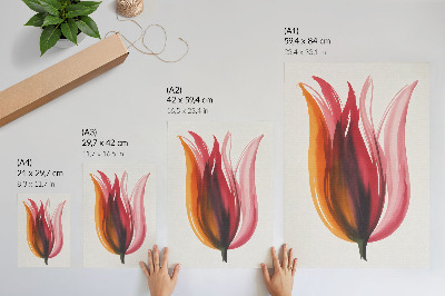 Poster Fiore astratto rosso, rosa e arancione