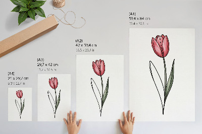 Poster Tulipano rosa, contorno semplice e leggero