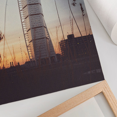 Stampa su tela Grattacielo al tramonto, architettura moderna