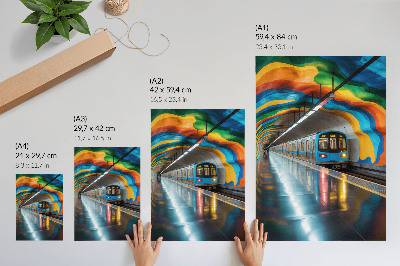 Foto su tela I vivaci colori dell'arcobaleno sul soffitto sopra la metropolitana