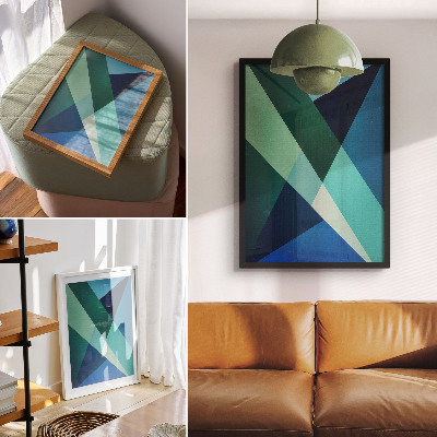 Stampa su tela Triangoli verdi e blu di intensità variabile