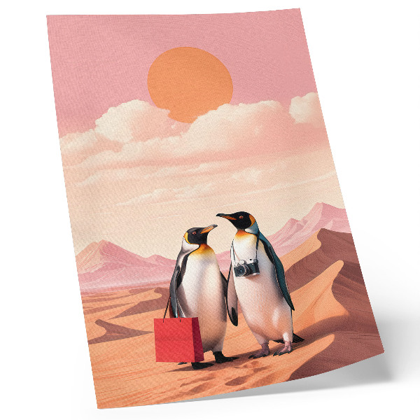 Foto su tela Pinguini nel deserto: uno scenario surreale