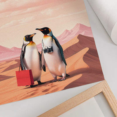 Foto su tela Pinguini nel deserto: uno scenario surreale