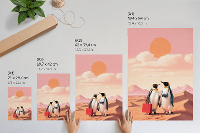 Foto su tela Pinguini nel deserto: uno scenario surreale