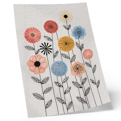 Foto su tela Fiori colorati su sfondo bianco in stile retrò