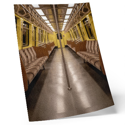 Stampa su tela Interni della metropolitana in legno giallo moderno