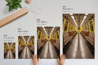 Stampa su tela Interni della metropolitana in legno giallo moderno