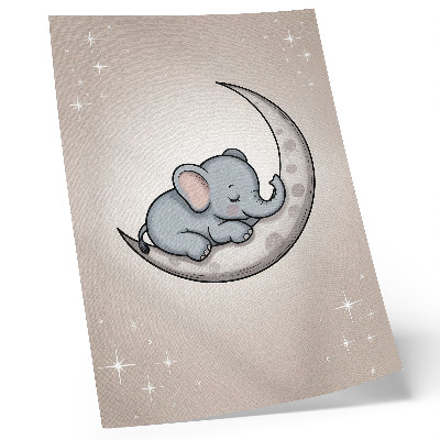Stampa su tela Un simpatico elefantino sulla luna circondato da stelle