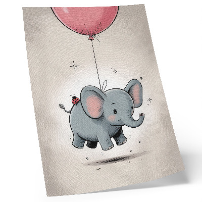 Poster Elefante con un palloncino, gioia dei bambini, rosa