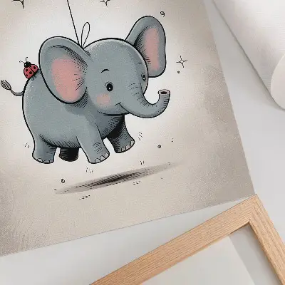Poster elefante con palloncino rosa, gioia dei bambini