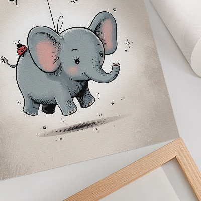 Poster Elefante con un palloncino, gioia dei bambini, rosa