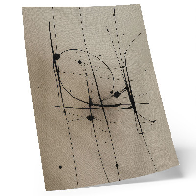 Stampa su tela Sfondo beige, linee nere, astrazione minimalista