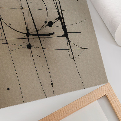 Stampa su tela Sfondo beige, linee nere, astrazione minimalista