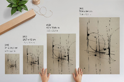 Stampa su tela Sfondo beige, linee nere, astrazione minimalista