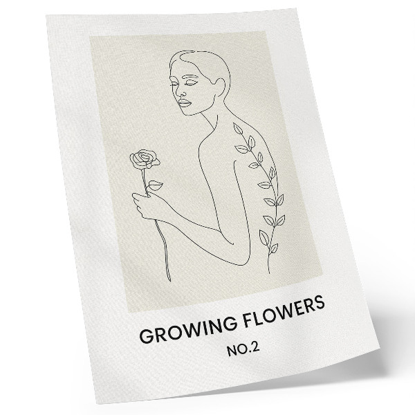 Poster Disegno a tratto con persona e fiore, semplicità ed eleganza