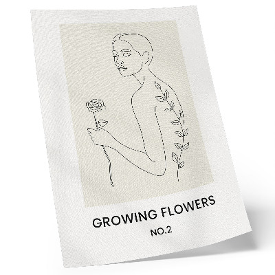 Poster Disegno a tratto con persona e fiore, semplicità ed eleganza