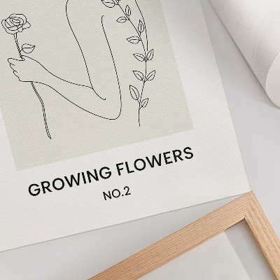 Poster Disegno a tratto con persona e fiore, semplicità ed eleganza