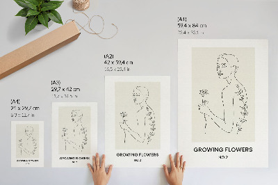 Poster Disegno a tratto con persona e fiore, semplicità ed eleganza
