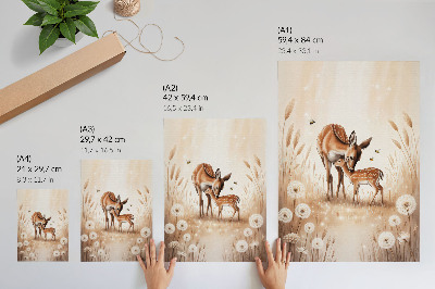 Stampa su tela Capriolo con fiori color cervo dai colori vivaci