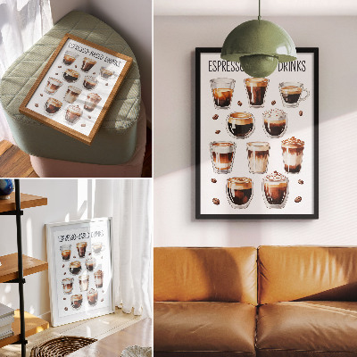 Foto su tela Eleganti tazze colme di caffè espresso e caffè al latte.