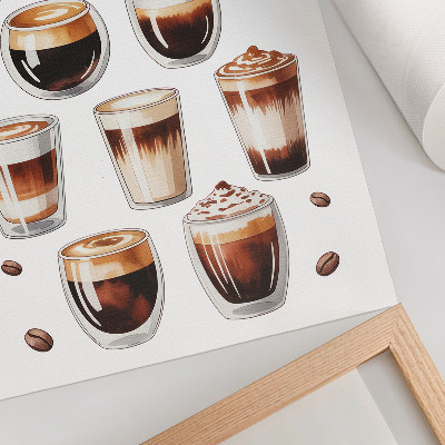 Foto su tela Eleganti tazze colme di caffè espresso e caffè al latte.