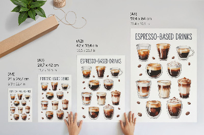 Foto su tela Eleganti tazze colme di caffè espresso e caffè al latte.