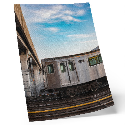 Poster Treno moderno ponte gatto azzurro cielo