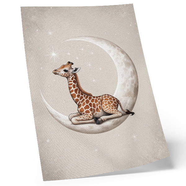Stampa su tela Una giraffa stilizzata sulla luna circondata da stelle