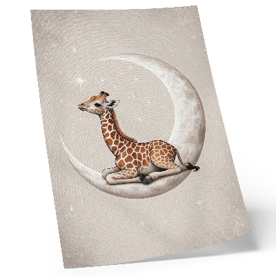 Stampa su tela Una giraffa stilizzata sulla luna circondata da stelle