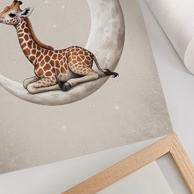 Stampa su tela Una giraffa stilizzata sulla luna circondata da stelle