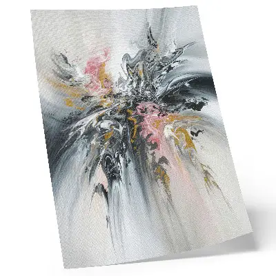 Poster con forme astratte fluide nei toni del grigio, rosa e beige