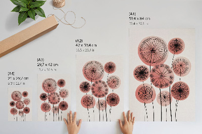 Stampa su tela Cerchi geometrici rosa e neri, minimalismo