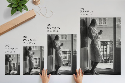 Poster Persona alla finestra tazza di caffè pace