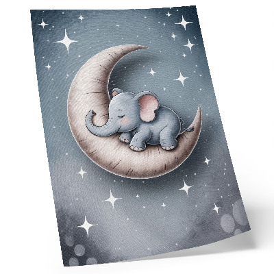 Stampa su tela Elefante addormentato sulla luna dai colori pastello