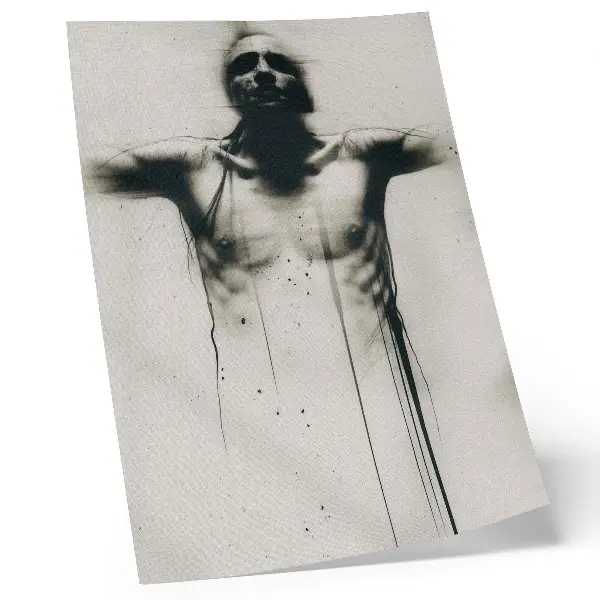 Poster con contrasto drammatico in bianco e nero che trasmette ansia