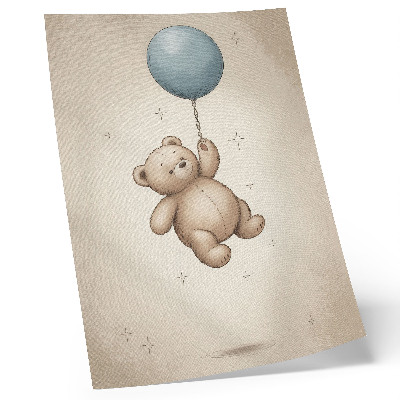 Foto su tela Un orsacchiotto con un palloncino dai colori vivaci