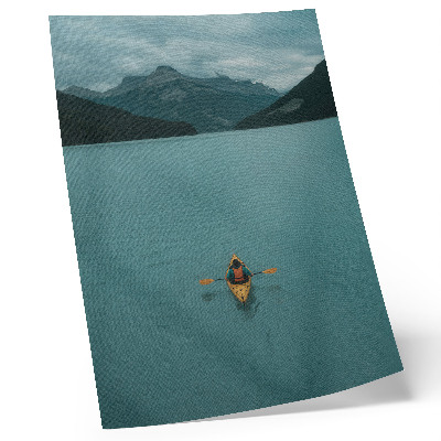Poster Lago turchese, kayakista, montagne, pace, armonia