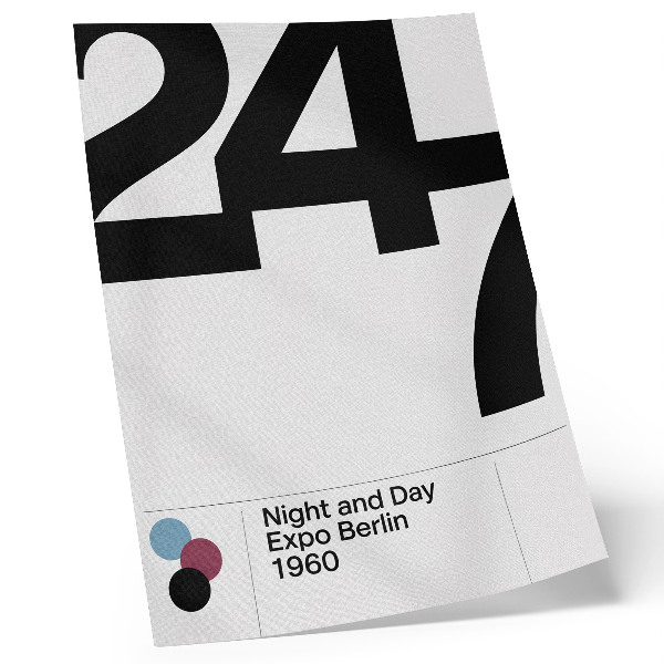 Stampa su tela Design minimalista con grandi numeri in bianco e nero.