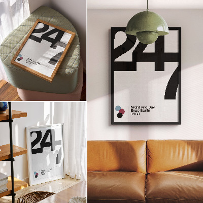 Stampa su tela Design minimalista con grandi numeri in bianco e nero.