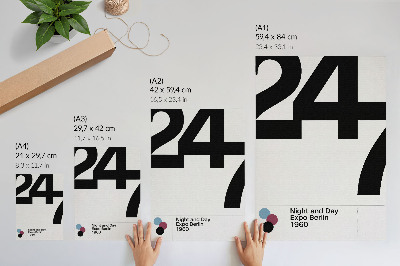 Stampa su tela Design minimalista con grandi numeri in bianco e nero.