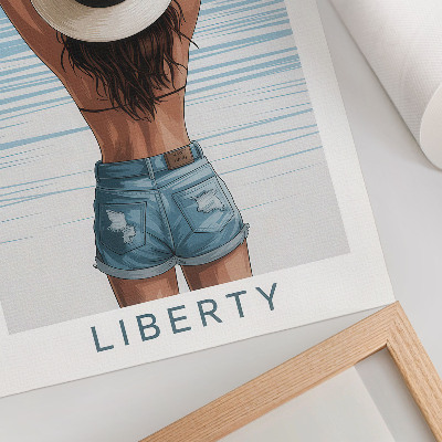 Foto su tela Una figura con un cappello contro il cielo della libertà